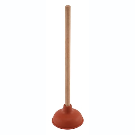 Prime-Line Plunger, 6 in., Light Duty, Rubber Cup, Red, Wooden Handle Single Pack MP56750